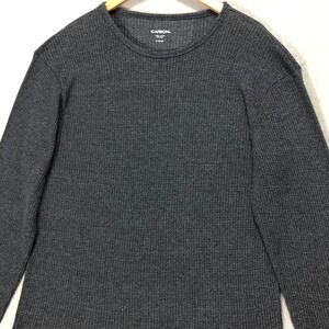 Carbon Waffle Knit Long Sleeve Crew Neck Casual Top Extra Large